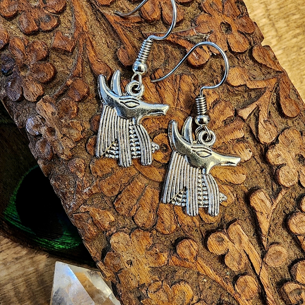 Anubis Egyptian 925 Silver Earrings Protector of Dead Pharoah God of Afterlife
